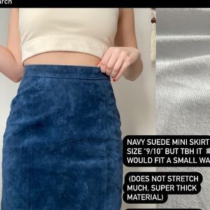 Suede Navy Pencil Skirt